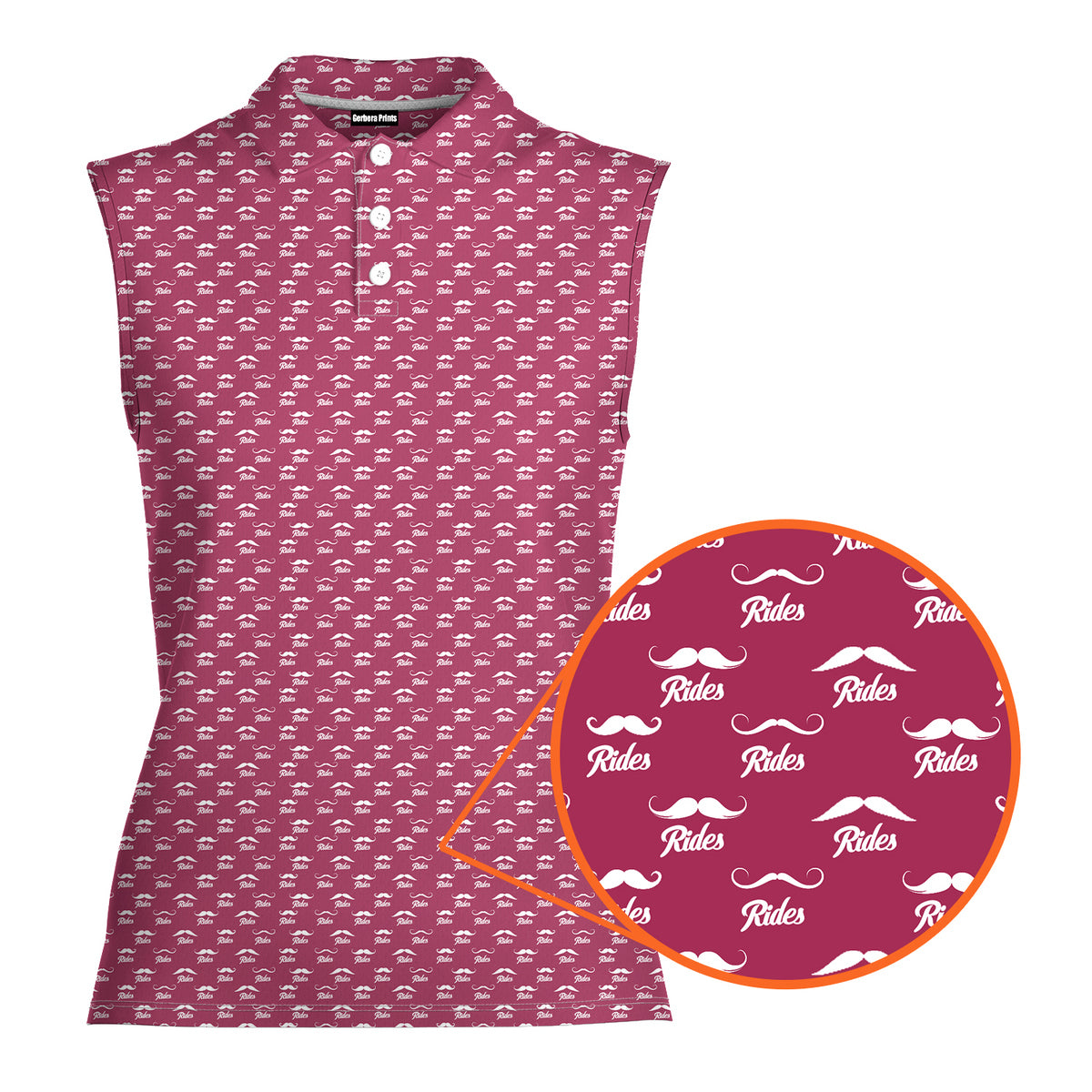 Mustache Rides Performance-Women Sleeveless Polo Shirt-Gerbera Prints