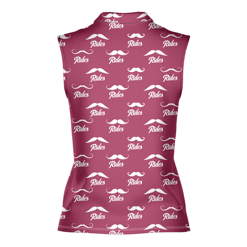 Mustache Rides Performance-Women Sleeveless Polo Shirt-Gerbera Prints