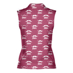 Mustache Rides Performance-Women Sleeveless Polo Shirt-Gerbera Prints