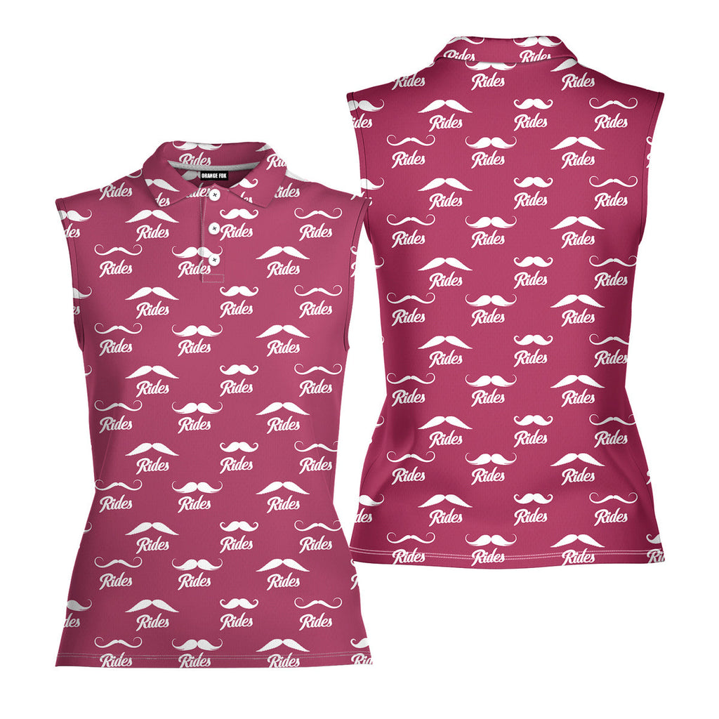 Mustache Rides Performance-Women Sleeveless Polo Shirt-Gerbera Prints