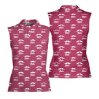 Mustache Rides Performance-Women Sleeveless Polo Shirt-Gerbera Prints