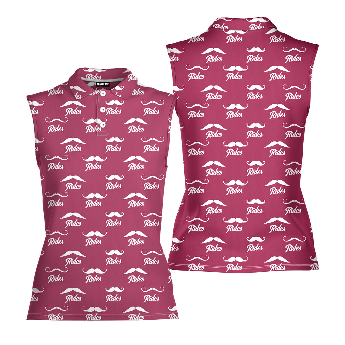 Mustache Rides Performance-Women Sleeveless Polo Shirt-Gerbera Prints