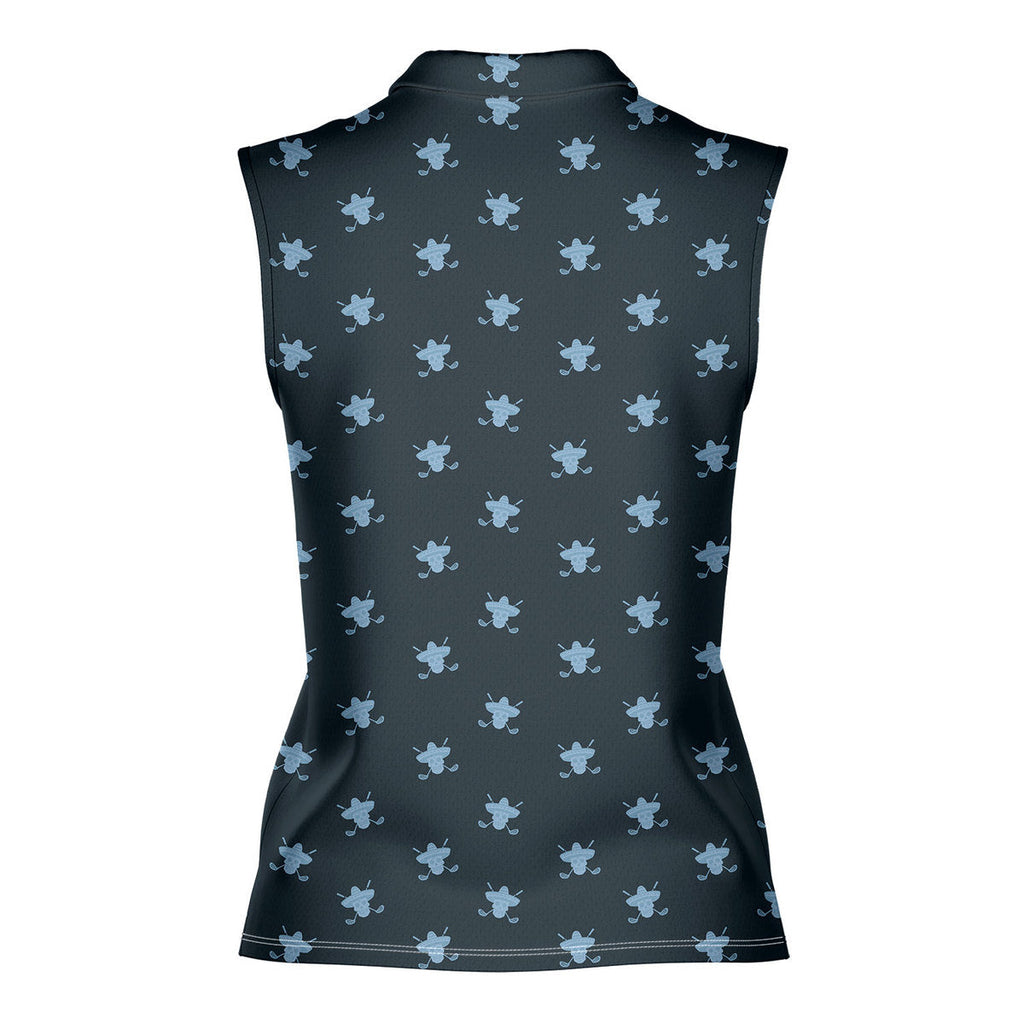 Lucky 13-Women Sleeveless Polo Shirt-Gerbera Prints