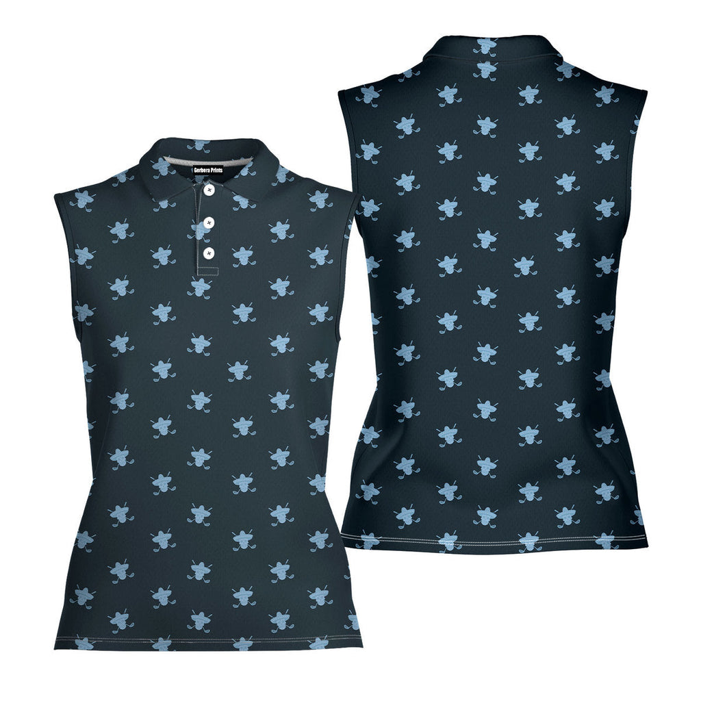 Lucky 13-Women Sleeveless Polo Shirt-Gerbera Prints