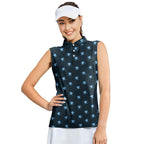 Lucky 13-Women Sleeveless Polo Shirt-Gerbera Prints