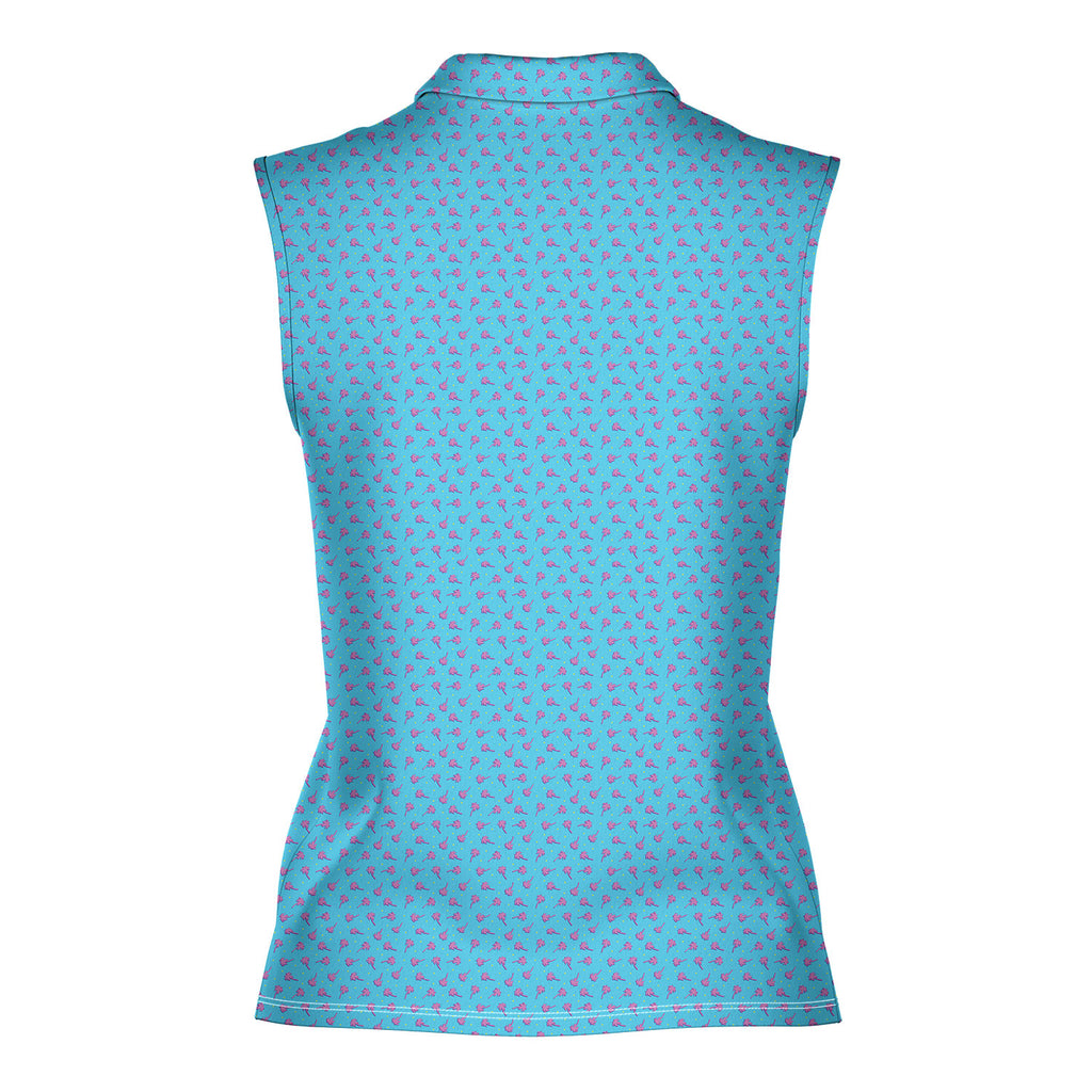 Breezy Swing-Women Sleeveless Polo Shirt-Gerbera Prints