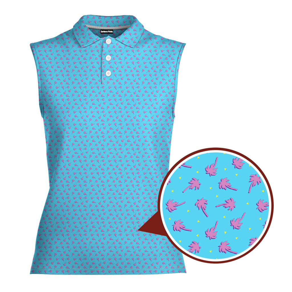 Breezy Swing-Women Sleeveless Polo Shirt-Gerbera Prints
