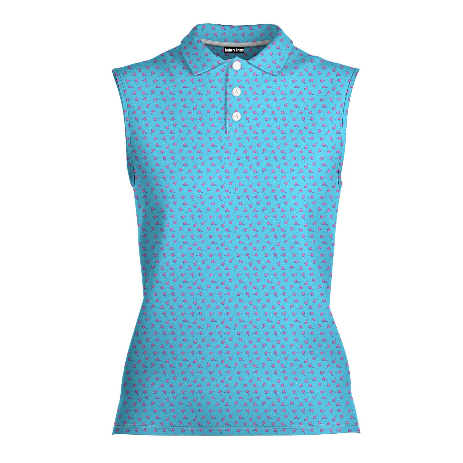 Breezy Swing-Women Sleeveless Polo Shirt-Gerbera Prints