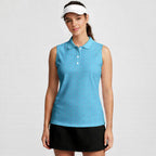 Breezy Swing-Women Sleeveless Polo Shirt-Gerbera Prints