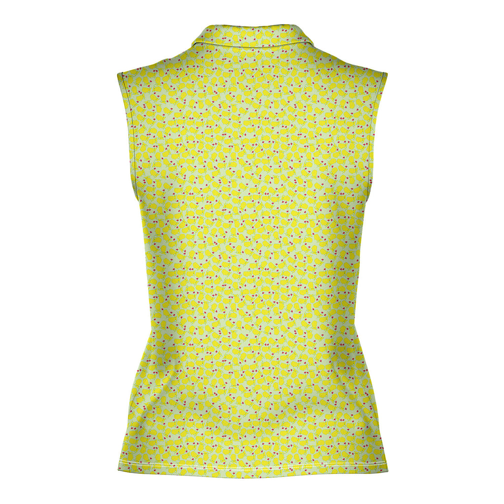 Augusta Tournament Ready-Women Sleeveless Polo Shirt-Gerbera Prints