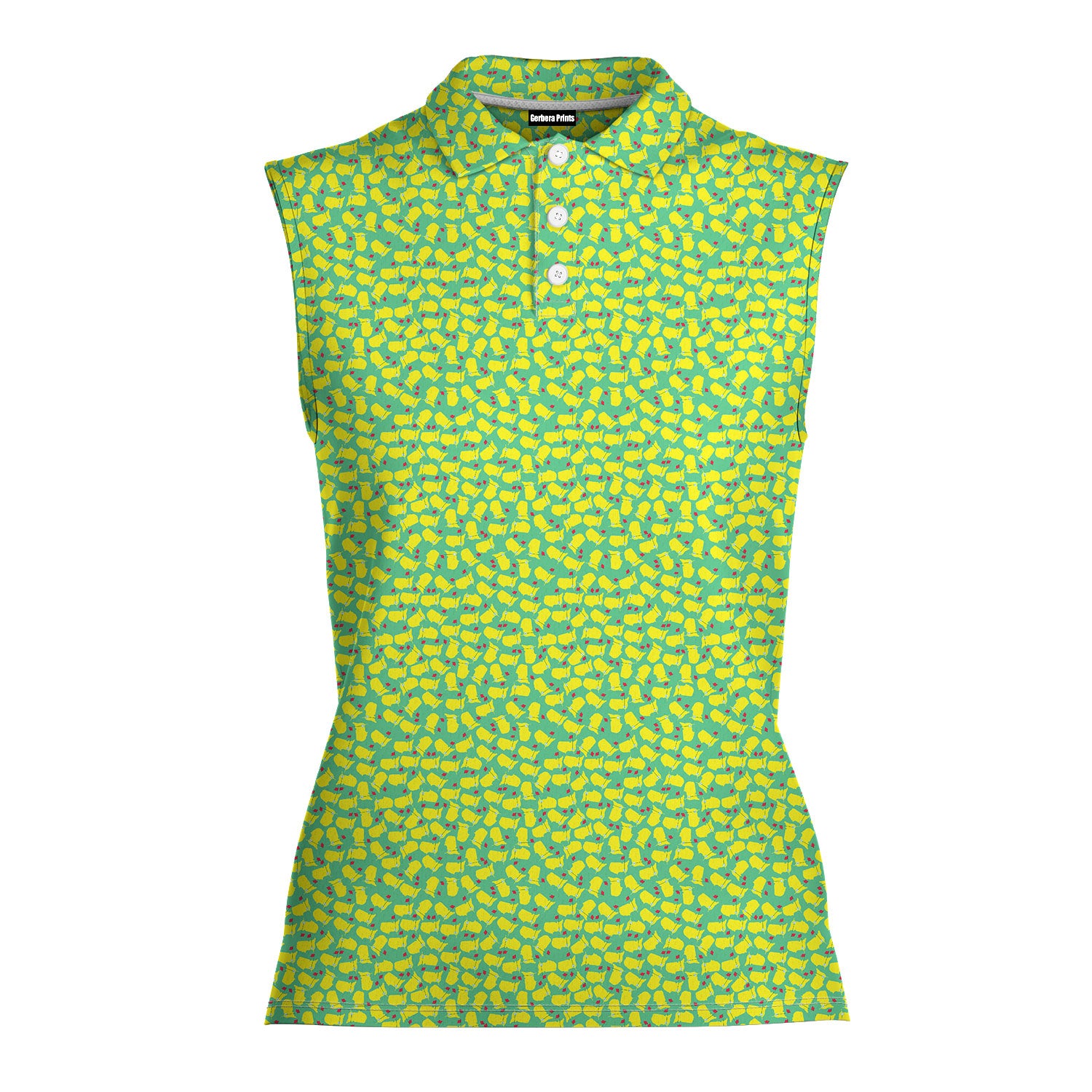 Augusta Tournament Ready-Women Sleeveless Polo Shirt-Gerbera Prints