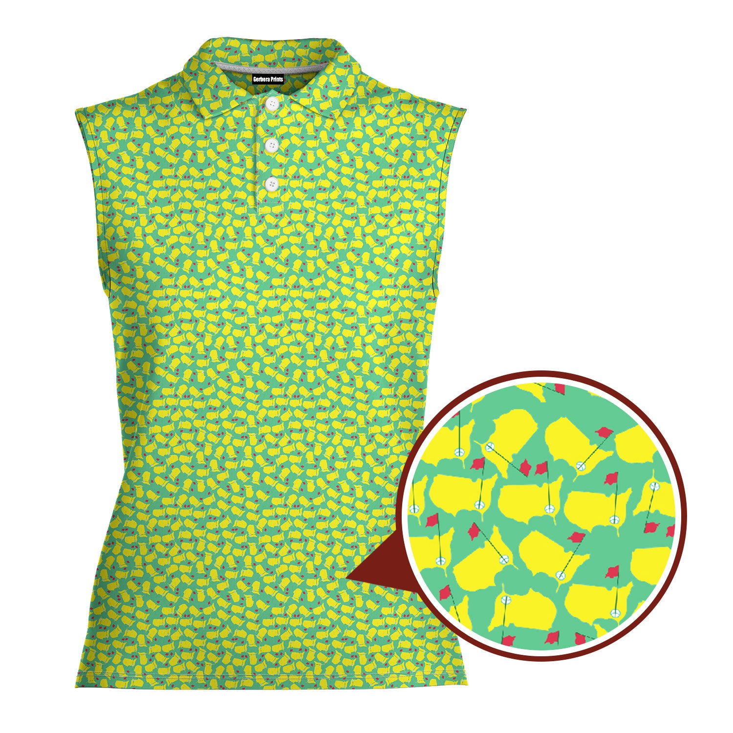 Augusta Tournament Ready-Women Sleeveless Polo Shirt-Gerbera Prints