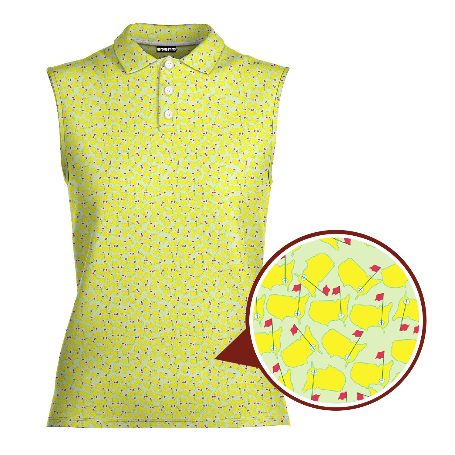 Augusta Tournament Ready-Women Sleeveless Polo Shirt-Gerbera Prints