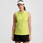 Augusta Tournament Ready-Women Sleeveless Polo Shirt-Gerbera Prints