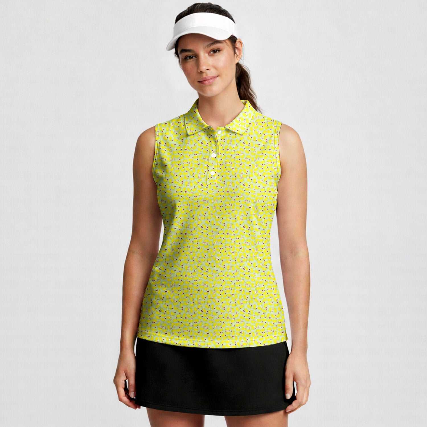 Augusta Tournament Ready-Women Sleeveless Polo Shirt-Gerbera Prints