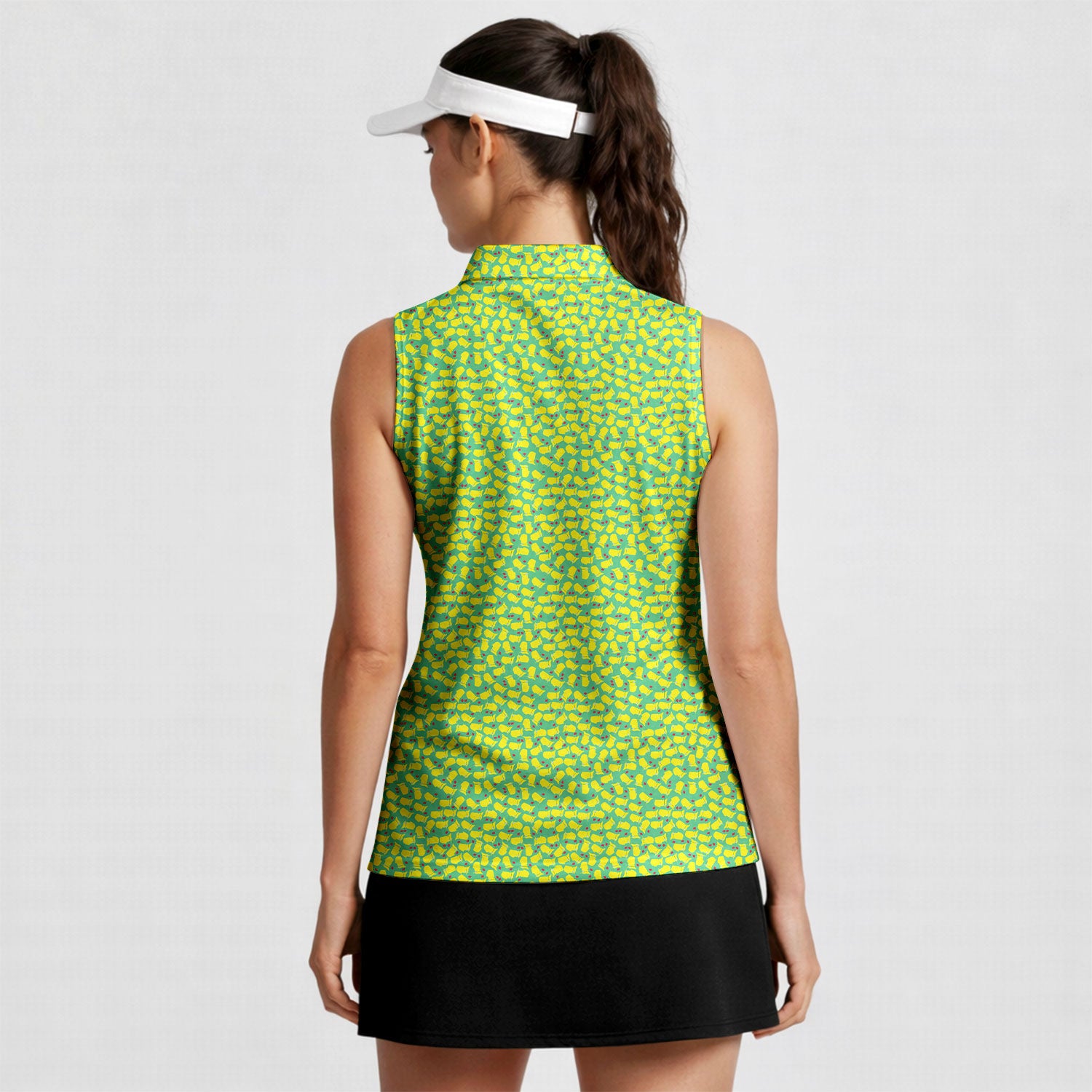 Augusta Tournament Ready-Women Sleeveless Polo Shirt-Gerbera Prints