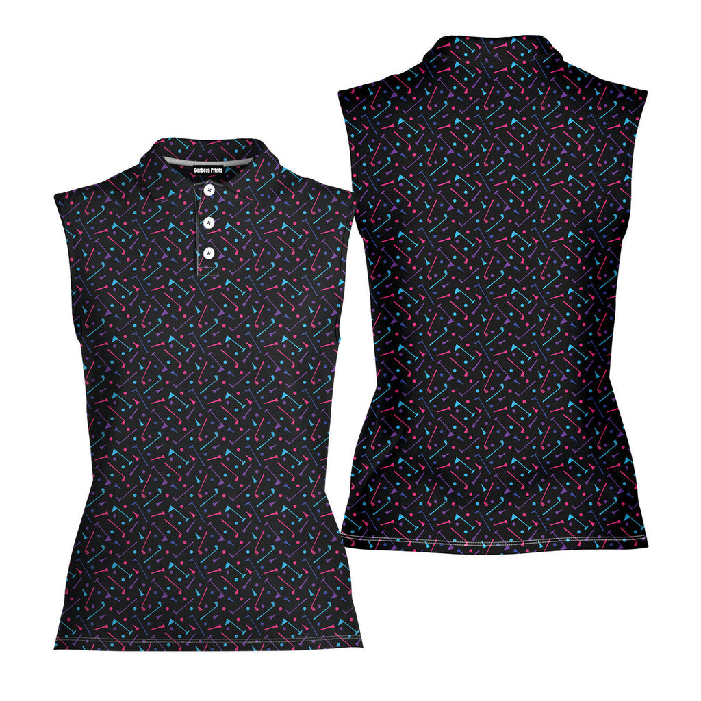 Dings Golf-Women Sleeveless Polo Shirt-Gerbera Prints