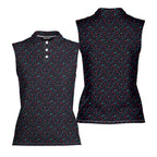Dings Golf-Women Sleeveless Polo Shirt-Gerbera Prints