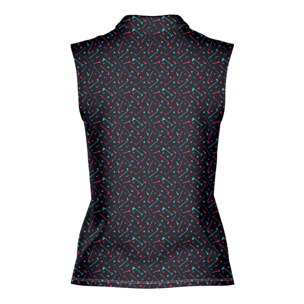 Dings Golf-Women Sleeveless Polo Shirt-Gerbera Prints