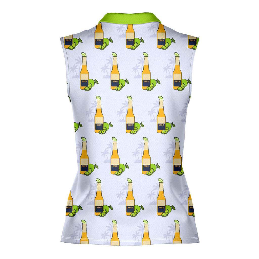 19th Hole Beer O'Clock Somewhere-Women Sleeveless Polo Shirt-Gerbera Prints