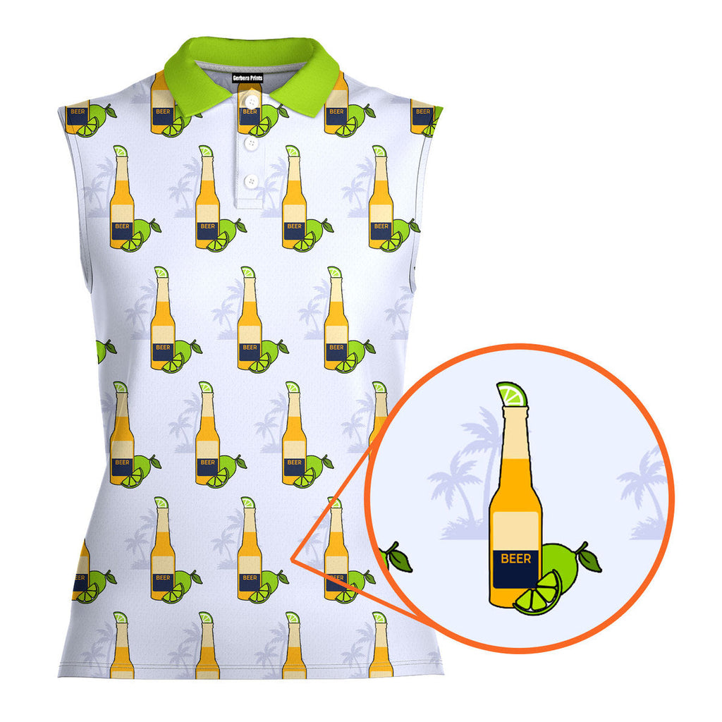 19th Hole Beer O'Clock Somewhere-Women Sleeveless Polo Shirt-Gerbera Prints
