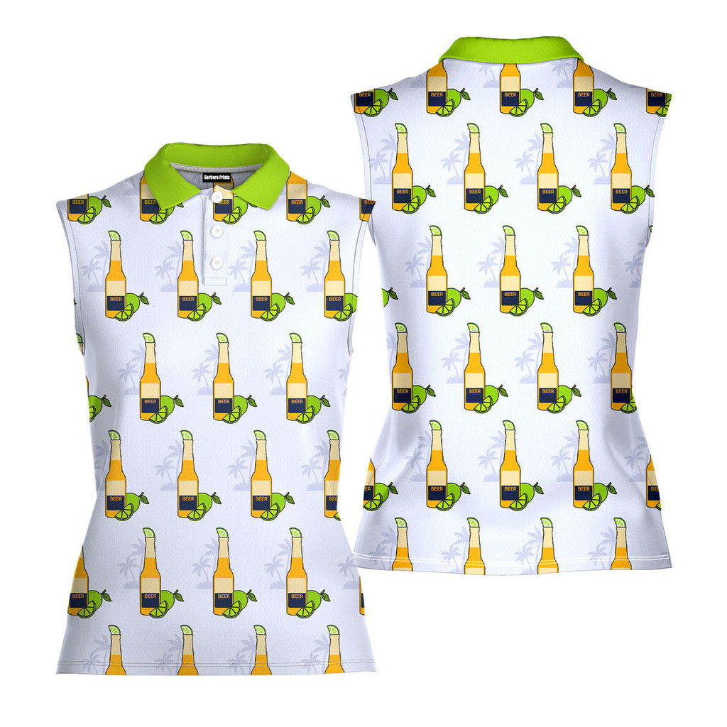 19th Hole Beer O'Clock Somewhere-Women Sleeveless Polo Shirt-Gerbera Prints