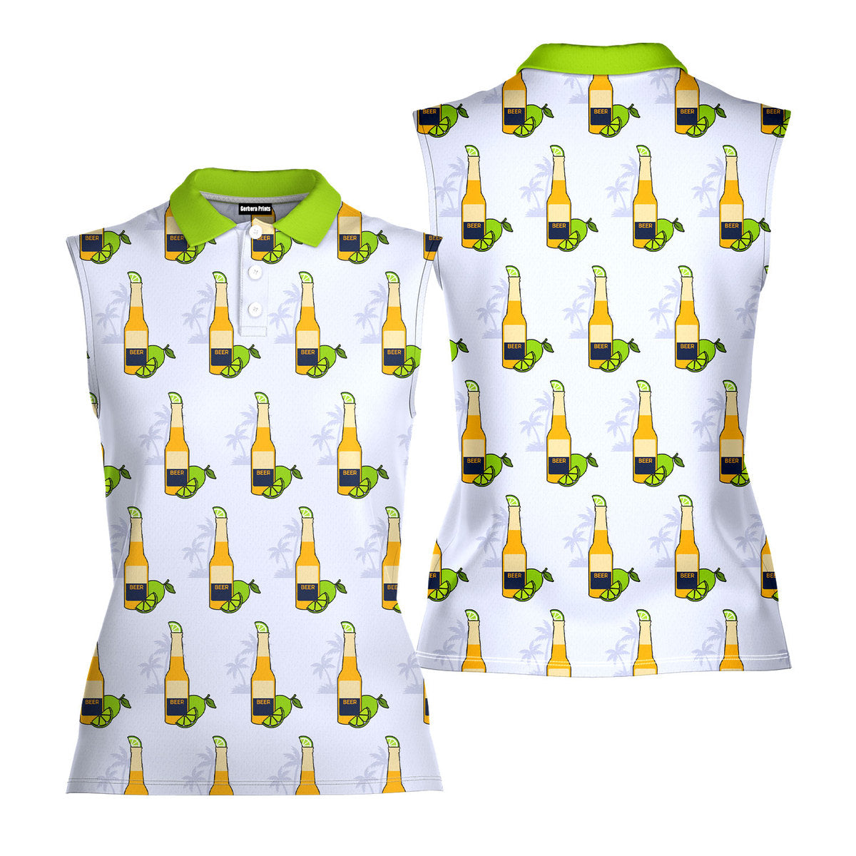 19th Hole Beer O'Clock Somewhere-Women Sleeveless Polo Shirt-Gerbera Prints