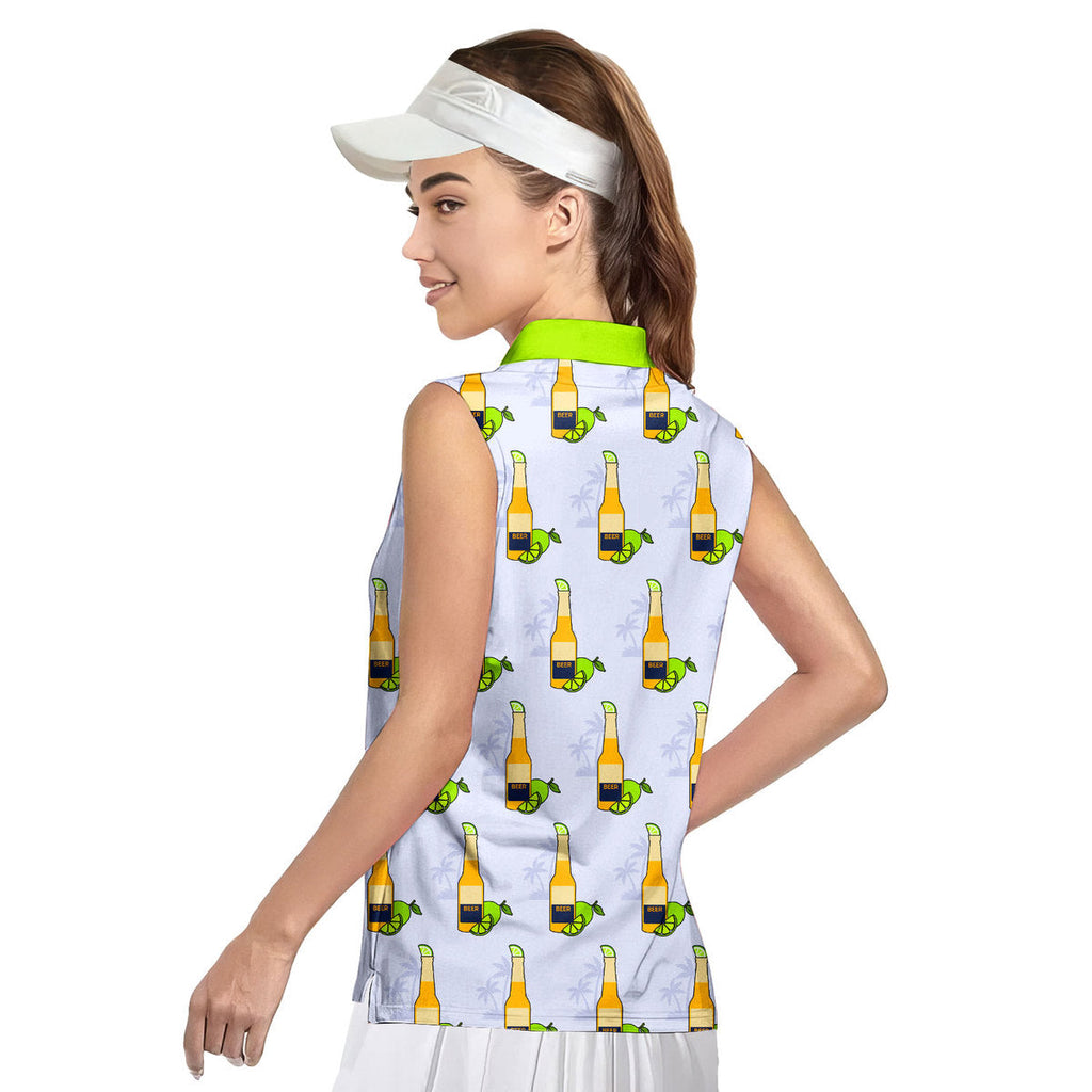 19th Hole Beer O'Clock Somewhere-Women Sleeveless Polo Shirt-Gerbera Prints