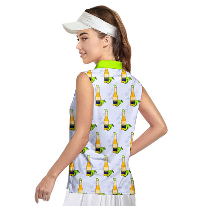 19th Hole Beer O'Clock Somewhere - Ladies Sleeveless Golf Polo Shirt