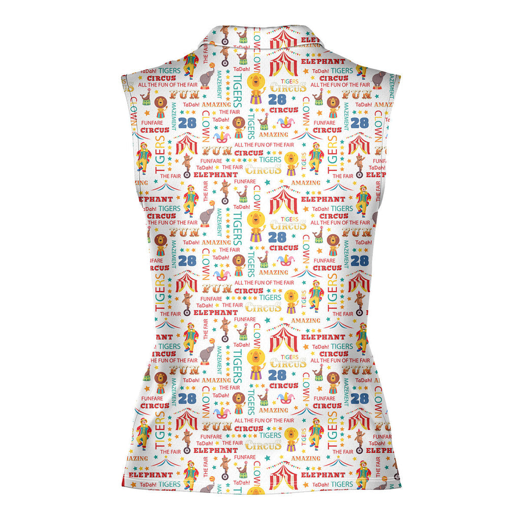 Circus All The Fun Of Fare-Women Sleeveless Polo Shirt-Gerbera Prints