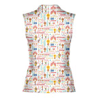 Circus All The Fun Of Fare-Women Sleeveless Polo Shirt-Gerbera Prints