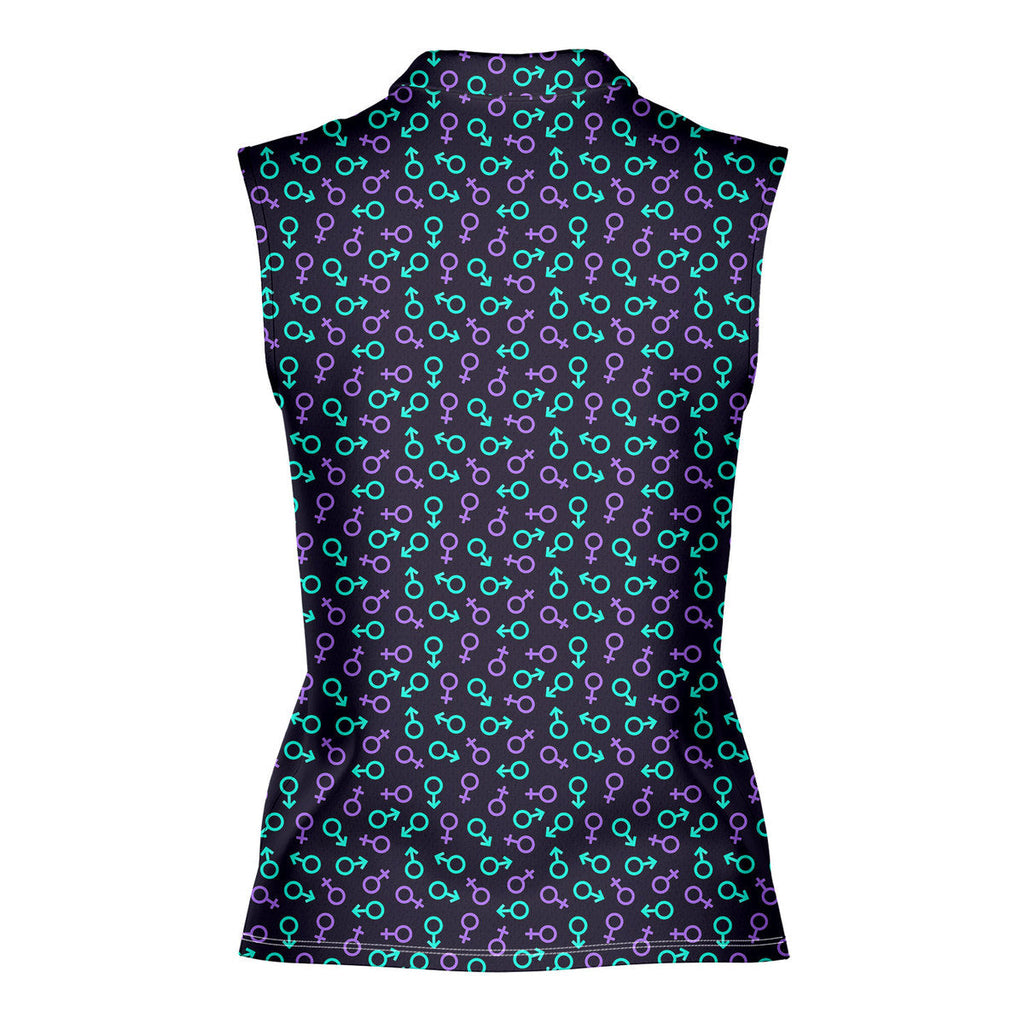 Gender Neon-Women Sleeveless Polo Shirt-Gerbera Prints