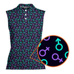 Gender Neon-Women Sleeveless Polo Shirt-Gerbera Prints