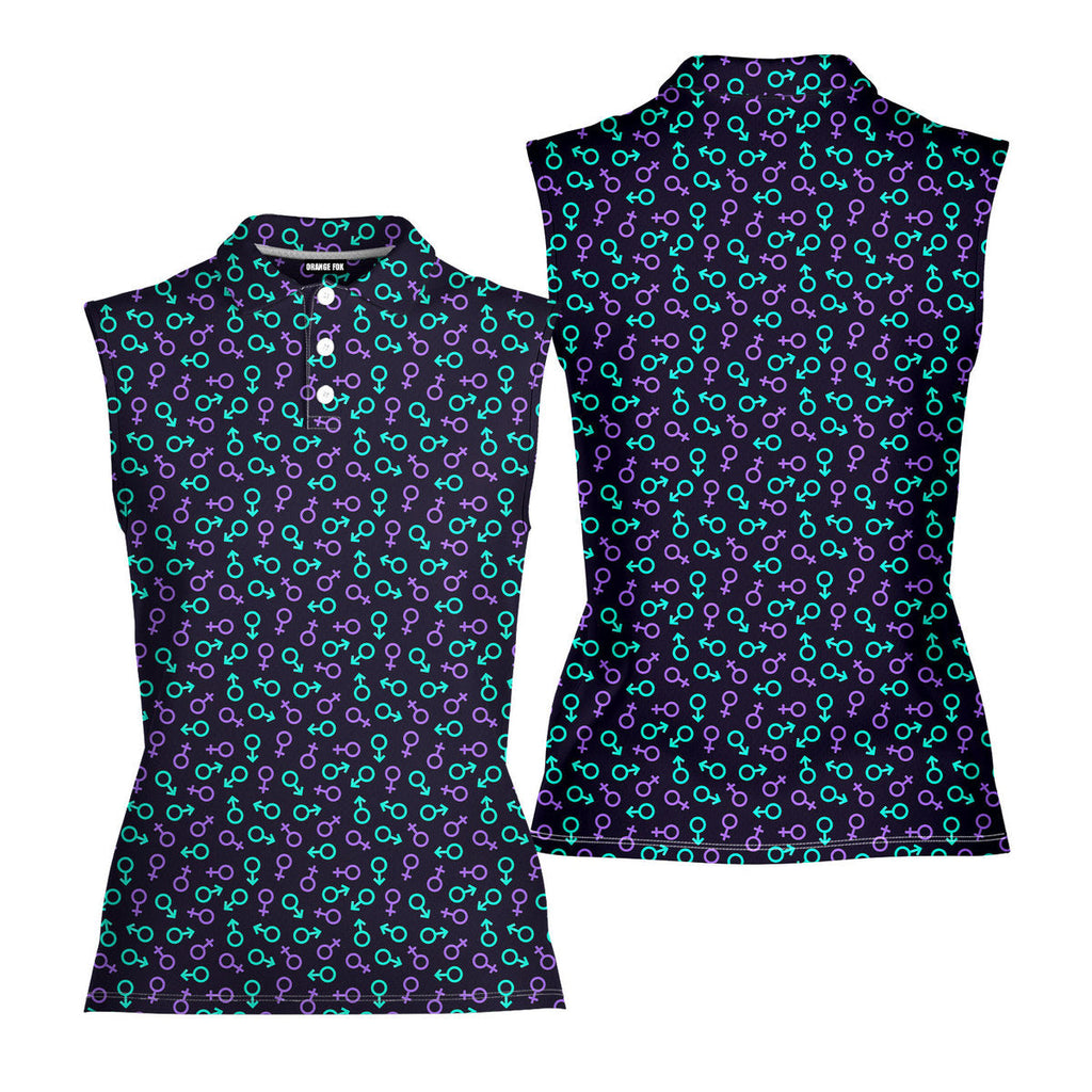 Gender Neon-Women Sleeveless Polo Shirt-Gerbera Prints