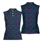 Gender Neon-Women Sleeveless Polo Shirt-Gerbera Prints