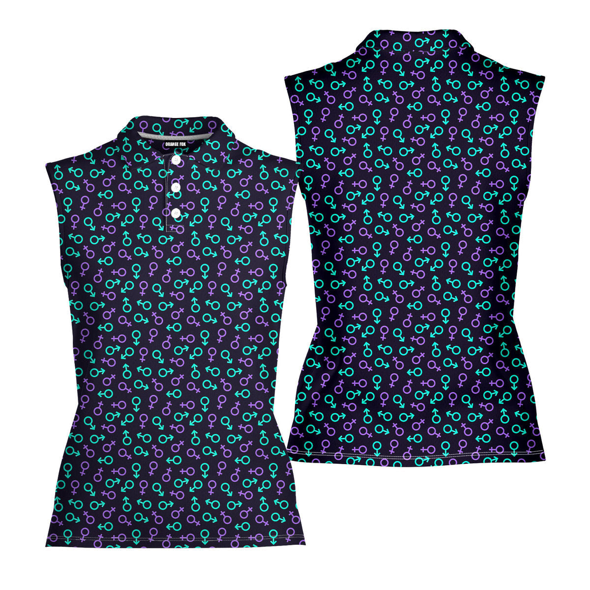 Gender Neon-Women Sleeveless Polo Shirt-Gerbera Prints