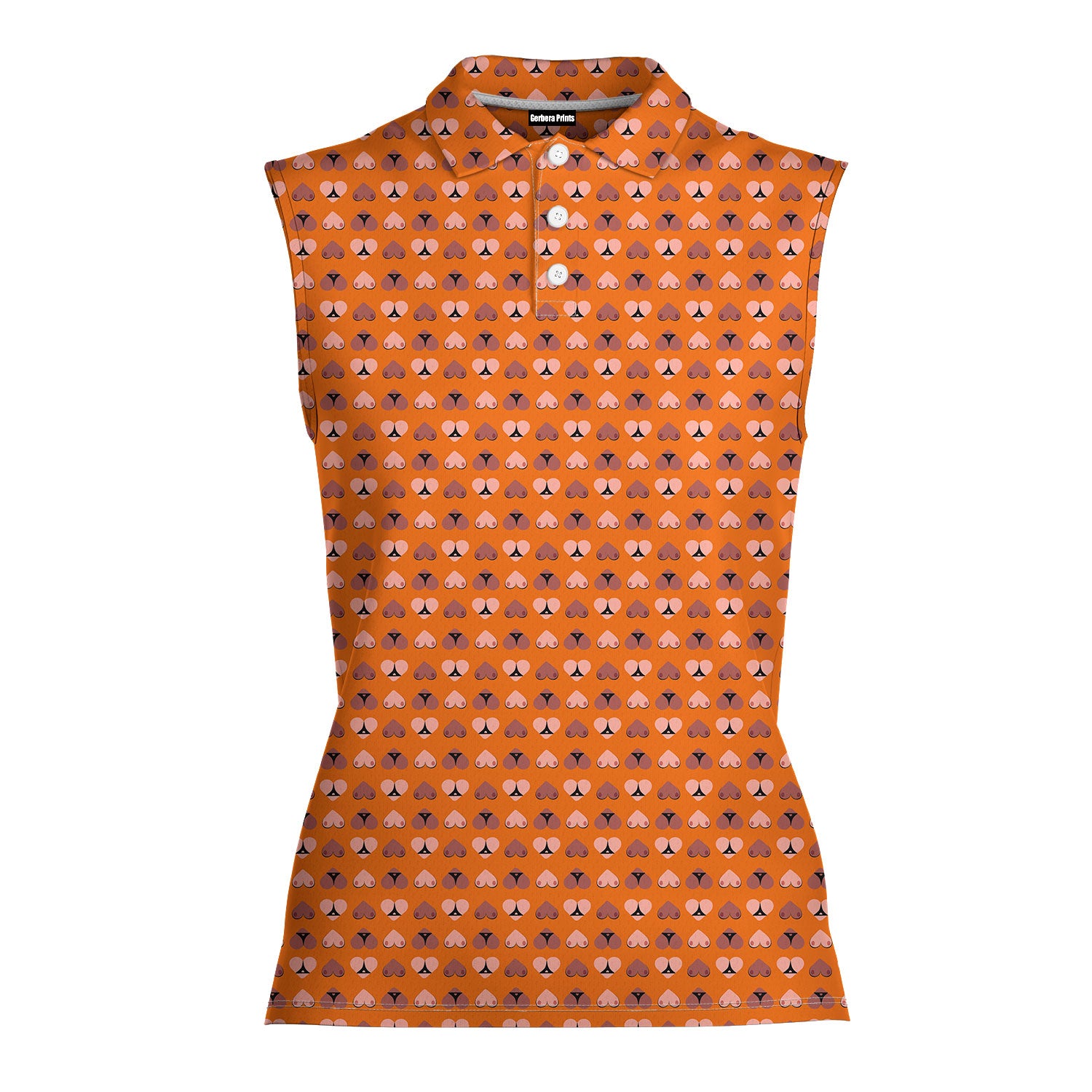 Heart Hip-Women Sleeveless Polo Shirt-Gerbera Prints