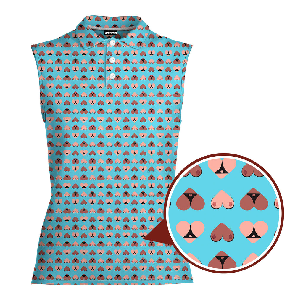 Heart Hip-Women Sleeveless Polo Shirt-Gerbera Prints