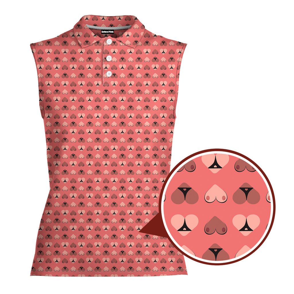 Heart Hip-Women Sleeveless Polo Shirt-Gerbera Prints