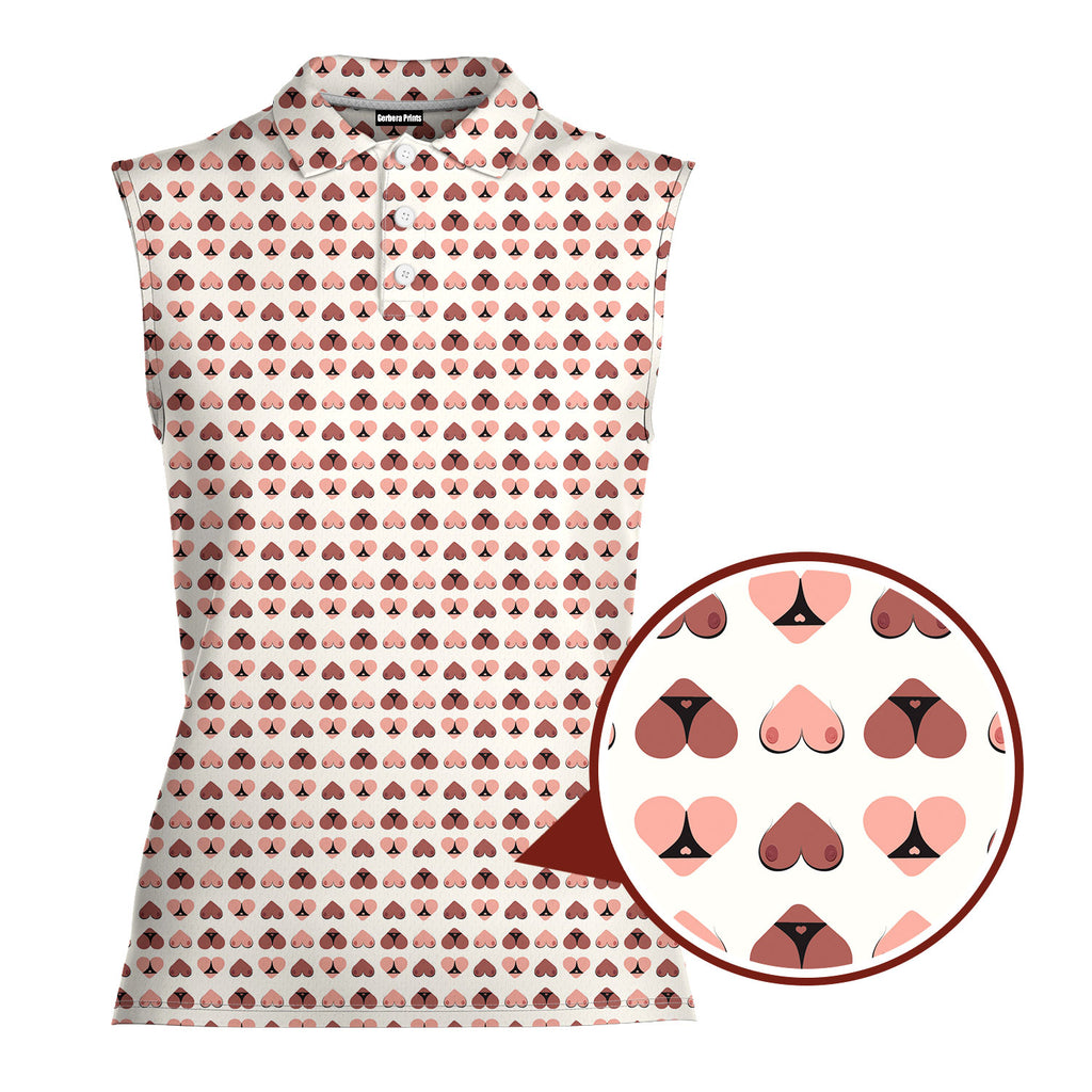 Heart Hip-Women Sleeveless Polo Shirt-Gerbera Prints