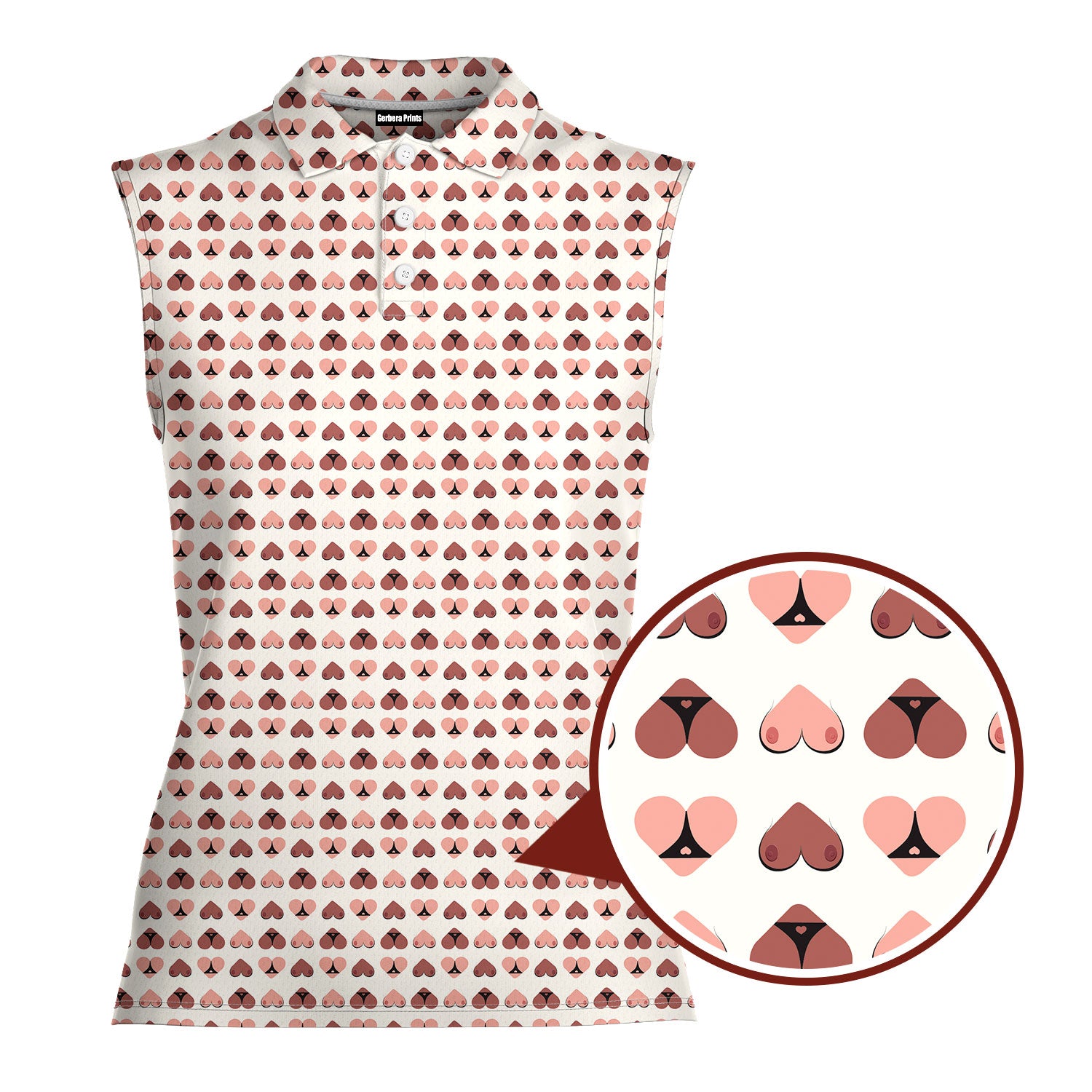 Heart Hip-Women Sleeveless Polo Shirt-Gerbera Prints