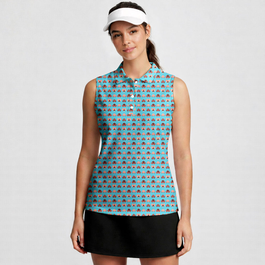 Heart Hip-Women Sleeveless Polo Shirt-Gerbera Prints