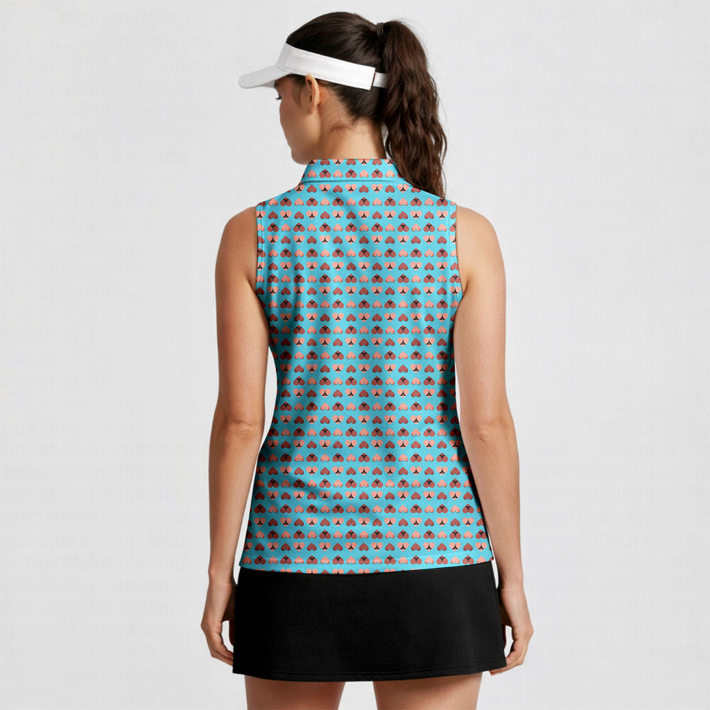 Heart Hip-Women Sleeveless Polo Shirt-Gerbera Prints