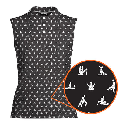 Stick Figure - Ladies Sleeveless Golf Polo Shirt