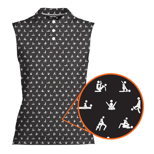 Stick Figure - Ladies Sleeveless Golf Polo Shirt