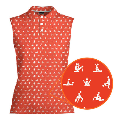 Stick Figure - Ladies Sleeveless Golf Polo Shirt