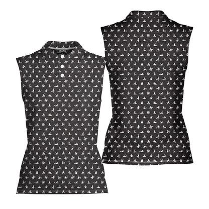 Stick Figure - Ladies Sleeveless Golf Polo Shirt