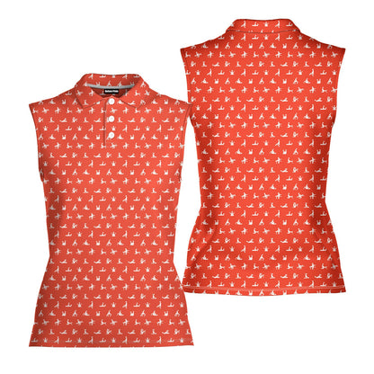 Stick Figure - Ladies Sleeveless Golf Polo Shirt