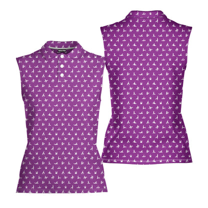 Stick Figure - Ladies Sleeveless Golf Polo Shirt