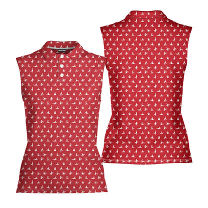 Stick Figure - Ladies Sleeveless Golf Polo Shirt